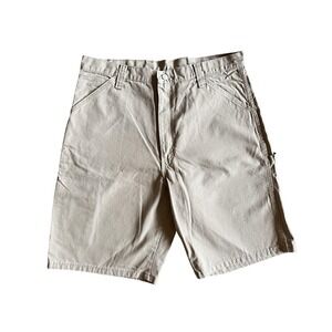 Wrangler Utility Pants Mens 34 Beige Cotton Canvas Workwear Cargo Zip Pocket